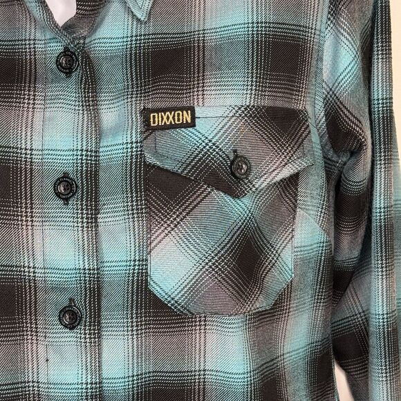 Dixxon Flannel Plaid Shirt Women's Size Small Tortuga Blue Long Sleeve - Picture 5 of 16